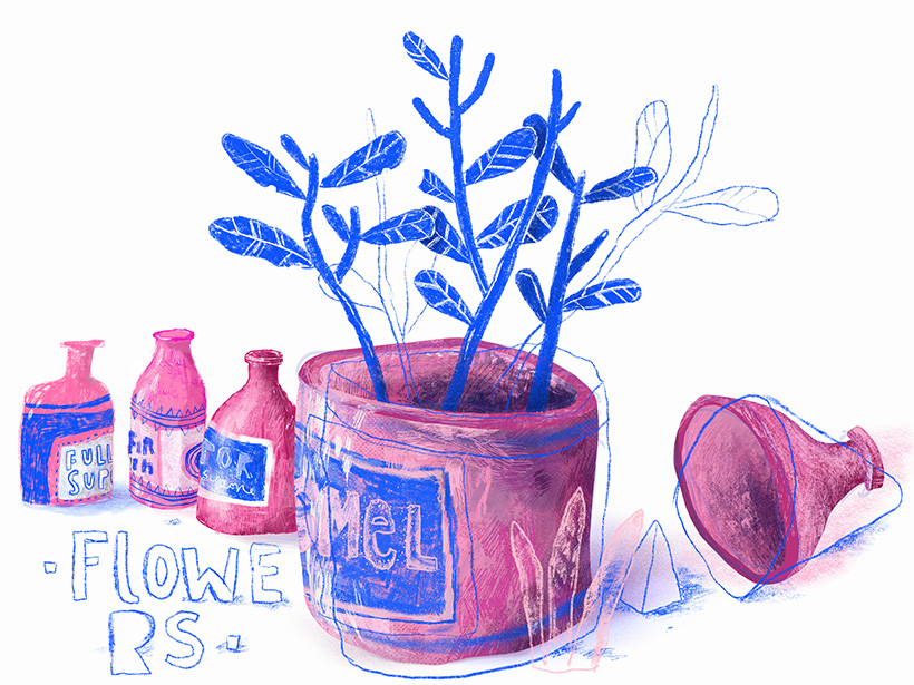 bottles and flowers