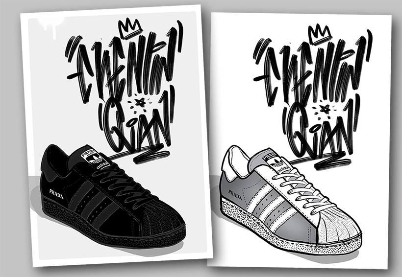 black and solver prada adidas sneakers
