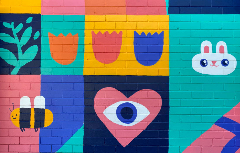 Colourful mural characters 