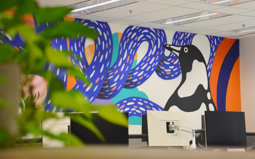 magpie painting in office sydney