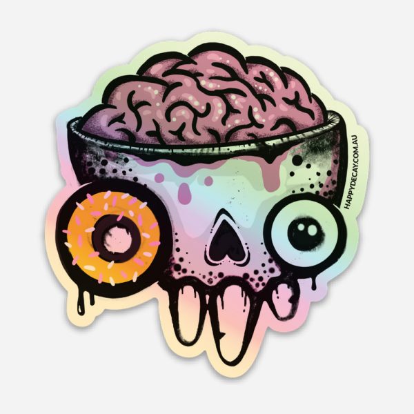 skull brain sticker