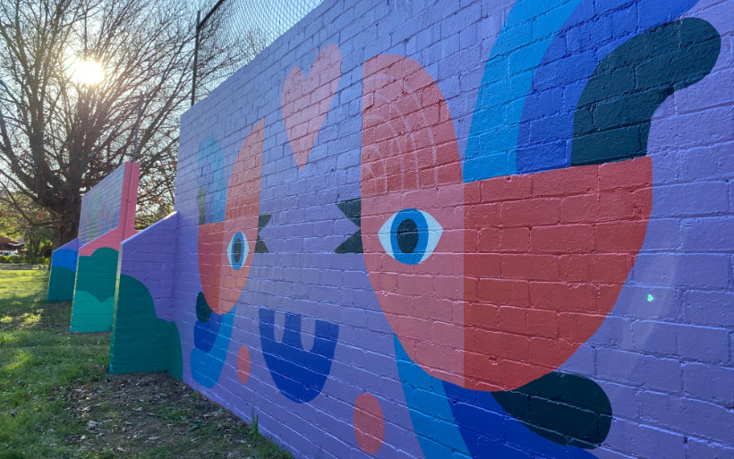 two birds mural