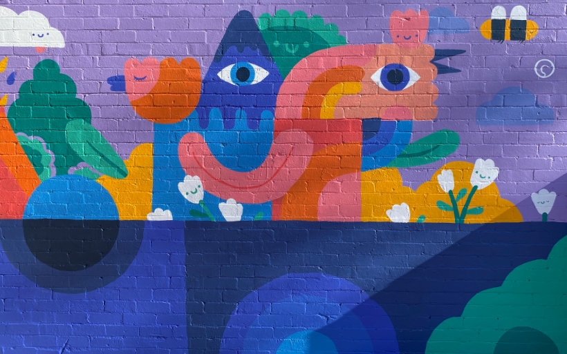 colorful tennis wall mural