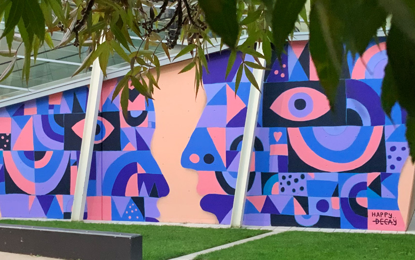 Mural with some trees above